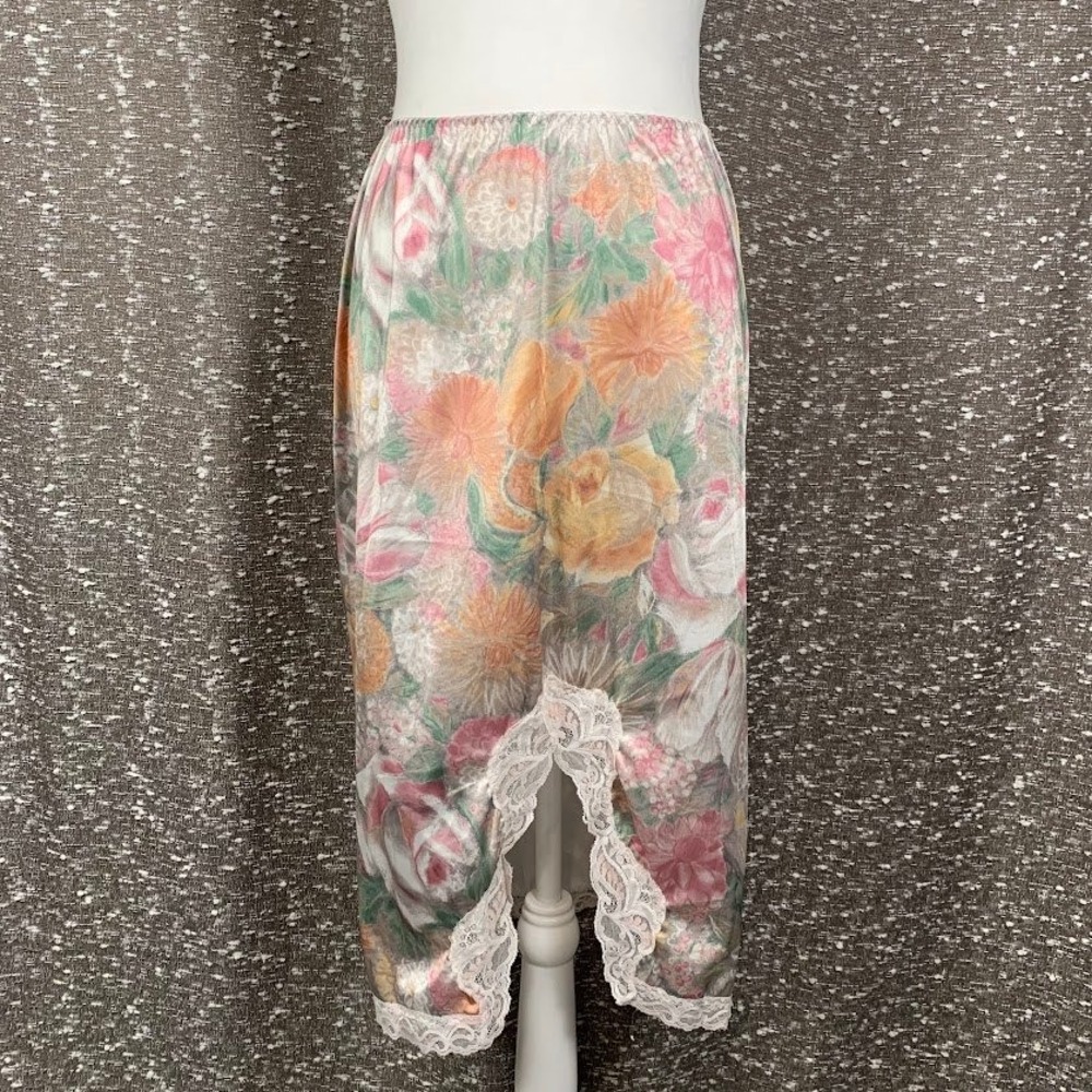 Vintage Lorraine Floral Lace Trim Half Slip Skirt Cottagecore Women's Small